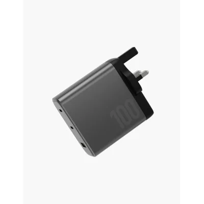 Energea ampcharge mini 100, 2c1a pd/pps/qc3.0 gan wall charger,100w (uk) - gunmetal